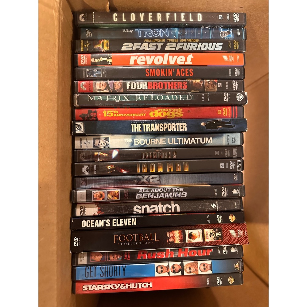 DVD Lot of 20 Action Thriller movies Iron Man Tron Cloverfield Snatch etc VG